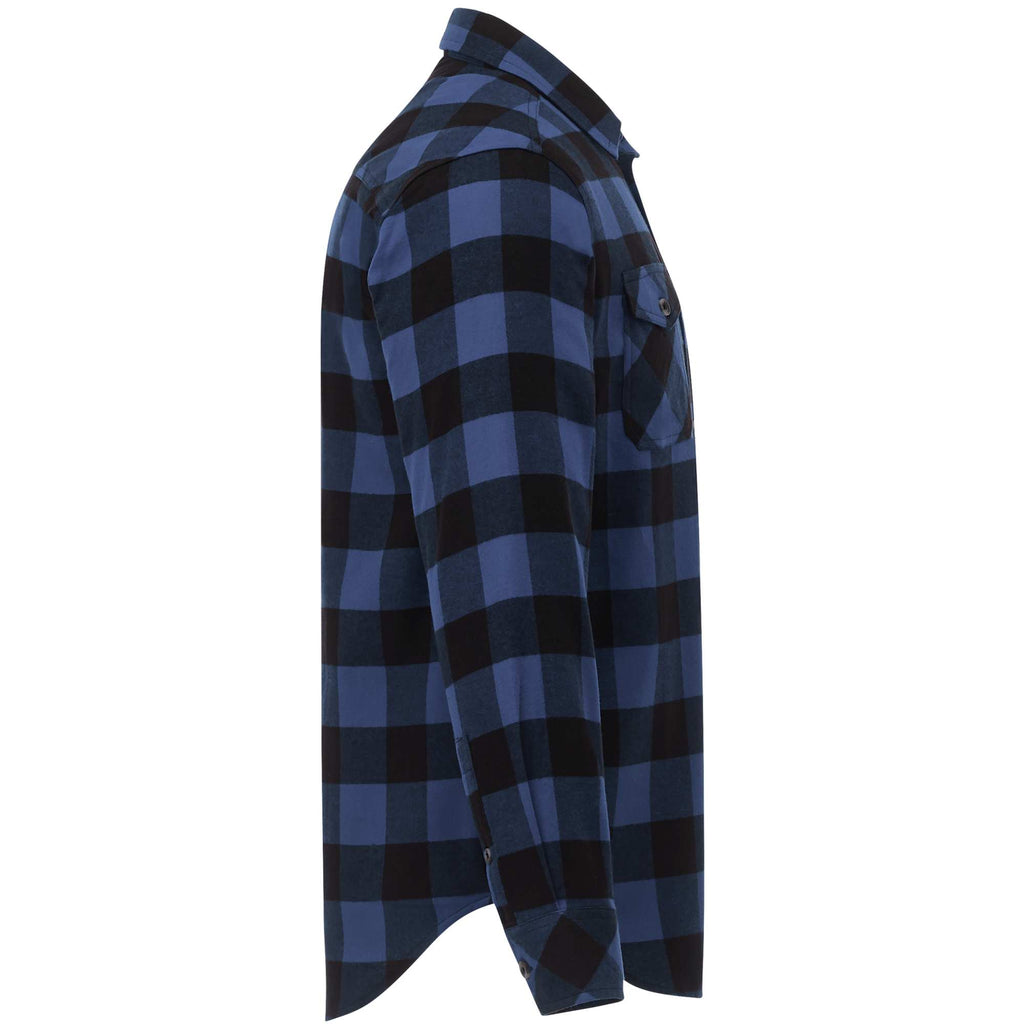 Roots73 Sprucelake Plaid Flannel Shirt for Men Transfer - Indigo Blue/Black - Right Side