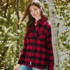 Roots73 Sprucelake Plaid Flannel Shirt for Women Embroidery - Dark Red/Black - Flat 2