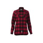 Roots73 Sprucelake Plaid Flannel Shirt for Women Embroidery - Dark Red/Black - Front Flat