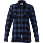 Roots73 Sprucelake Plaid Flannel Shirt for Women Embroidery - Indigo Blue/Black - Front