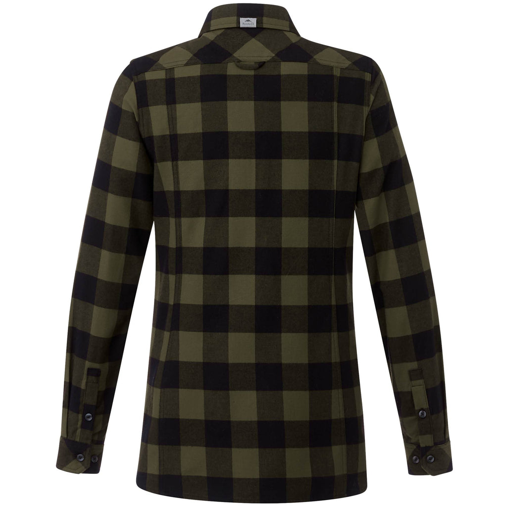 Roots73 Sprucelake Plaid Flannel Shirt for Women Embroidery - Loden/Black - Back