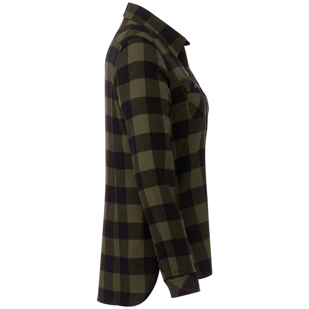Roots73 Sprucelake Plaid Flannel Shirt for Women Embroidery - Loden/Black - Right Side