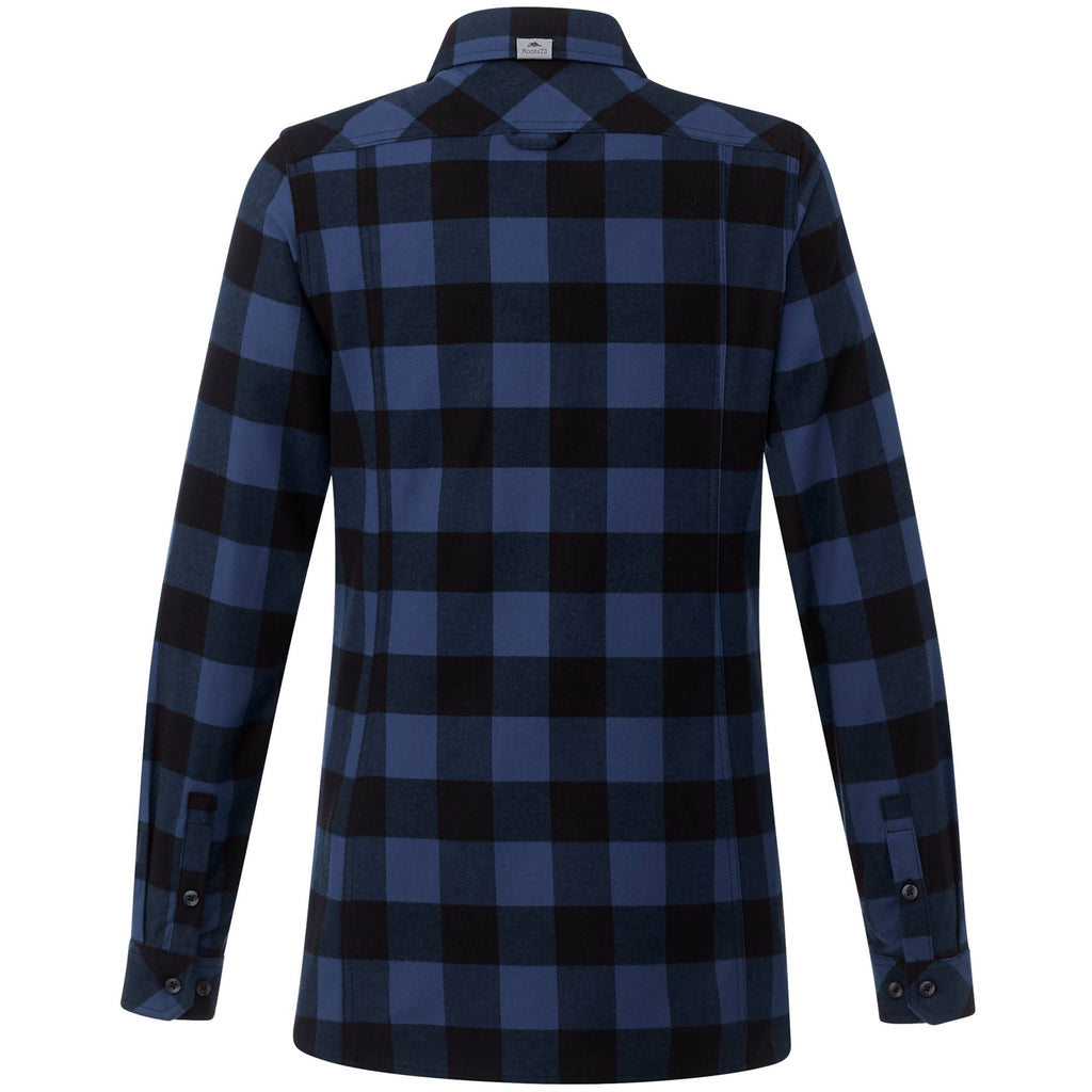 Roots73 Sprucelake Plaid Flannel Shirt for Women Transfer - Indigo Blue/Black - Back