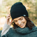 Roots73 Virden Rib Knit Beanie Embroidery - Black - On Model