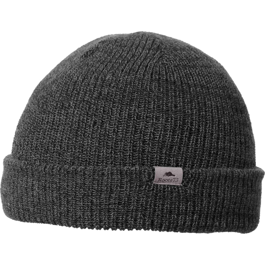 Roots73 Virden Rib Knit Beanie Embroidery - Smoke - Flat