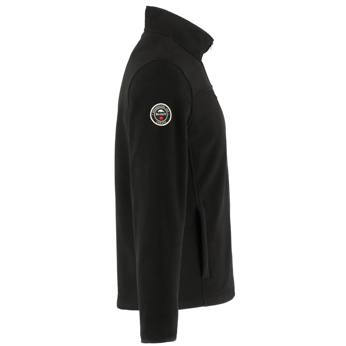 Roots73 Westville Recycled Microfleece Full Zip Jacket for Men Laser Engraving - Black - Right Side