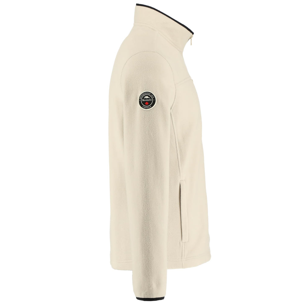 Roots73 Westville Recycled Microfleece Full Zip Jacket for Men Laser Engraving - Oatmeal - Right Side