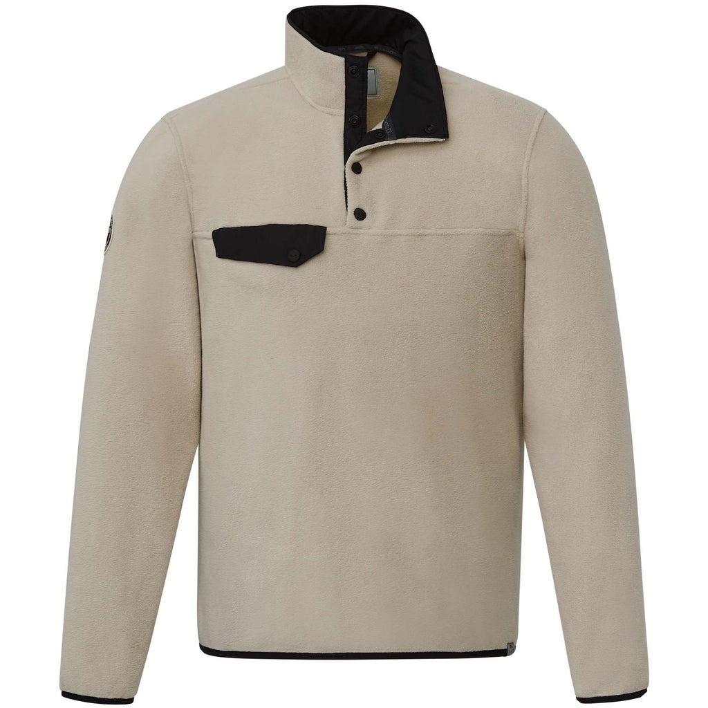 Roots73 Westville Recycled Microfleece Pullover for Men Embroidery - Oatmeal - Front