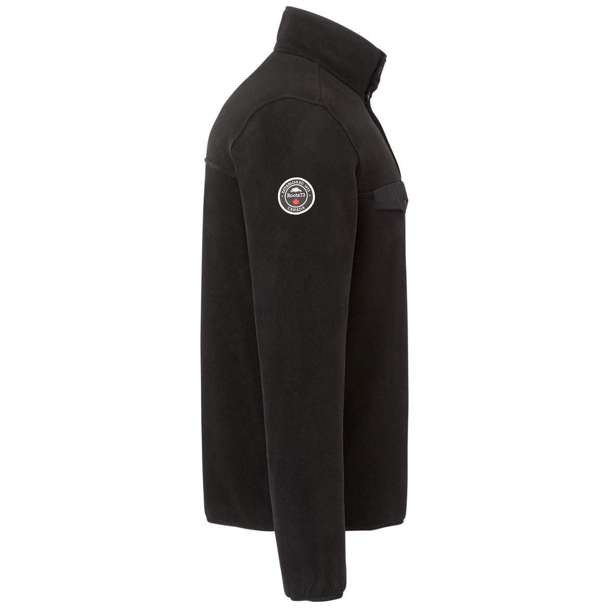 Roots73 Westville Recycled Microfleece Pullover for Men Laser Engraving - Black - Right Side