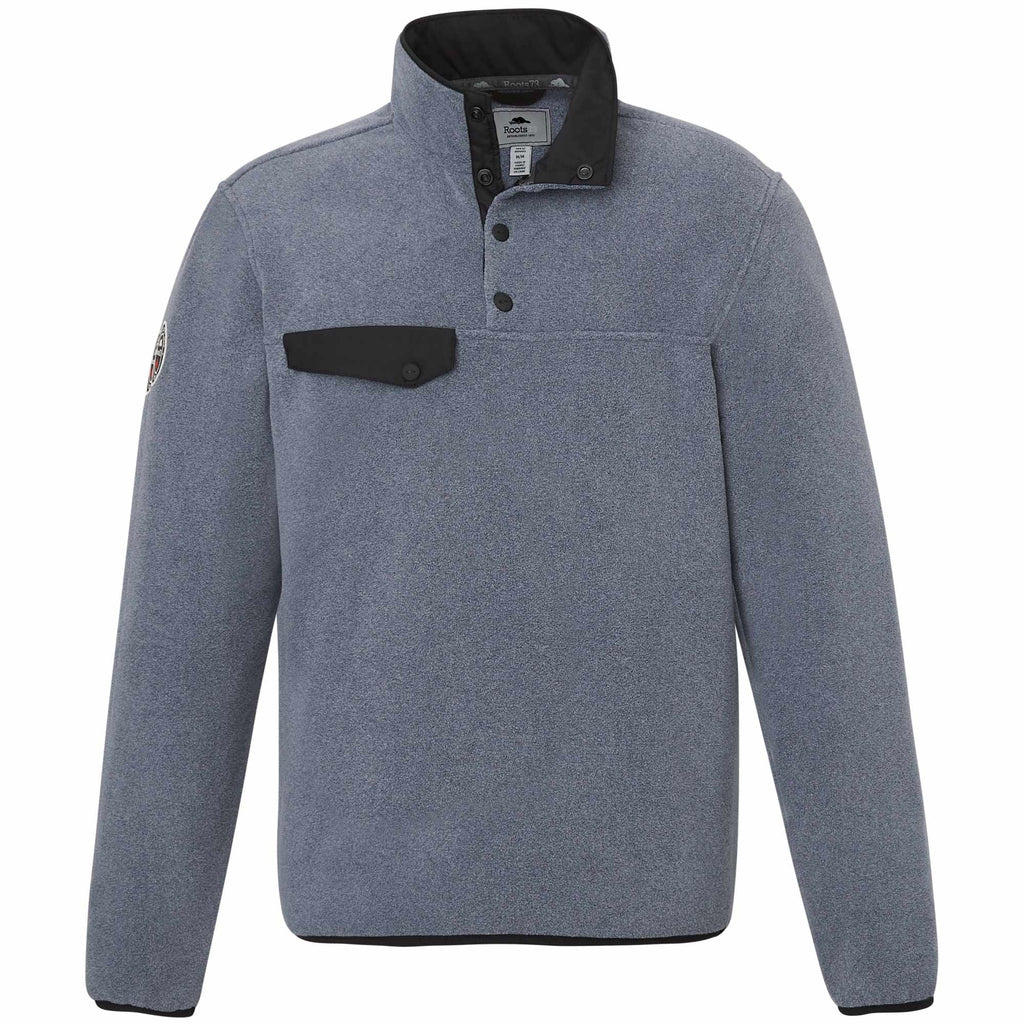 Roots73 Westville Recycled Microfleece Pullover for Men Laser Engraving - Denim Mix - Front