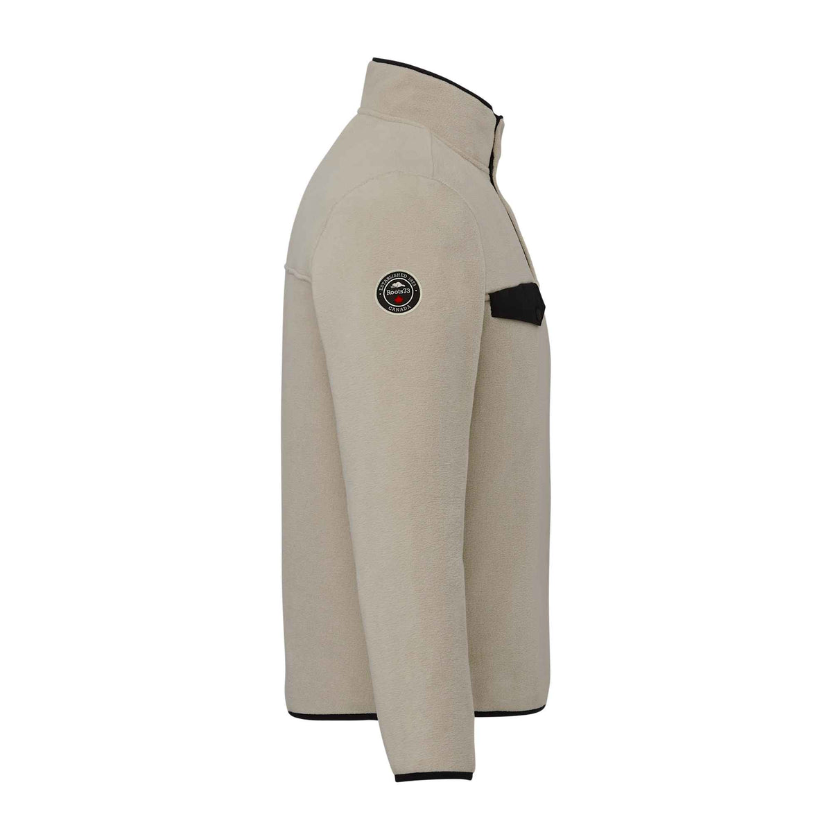 Roots73 Westville Recycled Microfleece Pullover for Men Laser Engraving - Oatmeal - Right Side