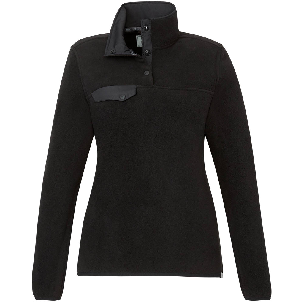 Roots73 Westville Recycled Microfleece Pullover for Women Embroidery - Black - Front