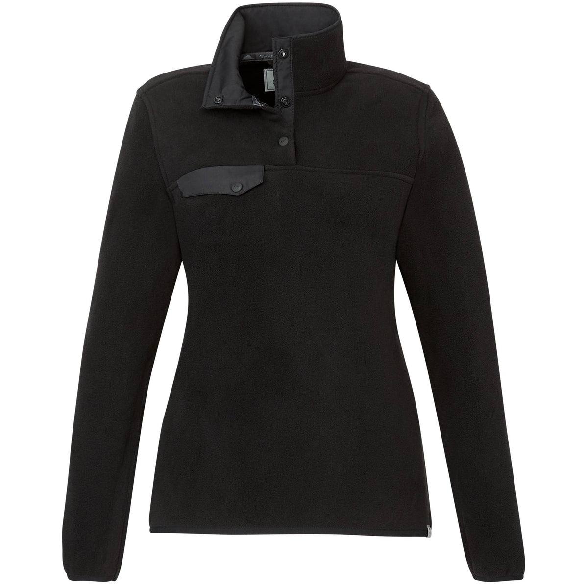Roots73 Westville Recycled Microfleece Pullover for Women Embroidery - Black - Front