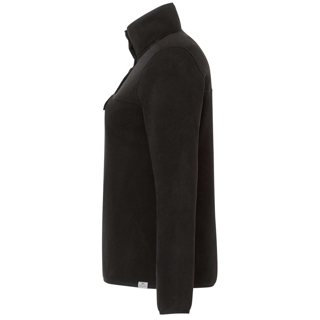Roots73 Westville Recycled Microfleece Pullover for Women Embroidery - Black - Left Side