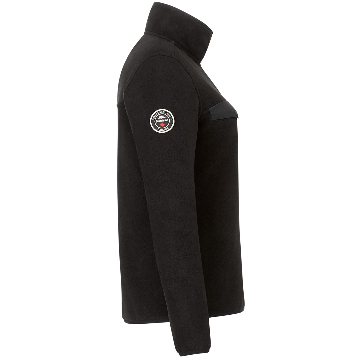 Roots73 Westville Recycled Microfleece Pullover for Women Embroidery - Black - Right Side