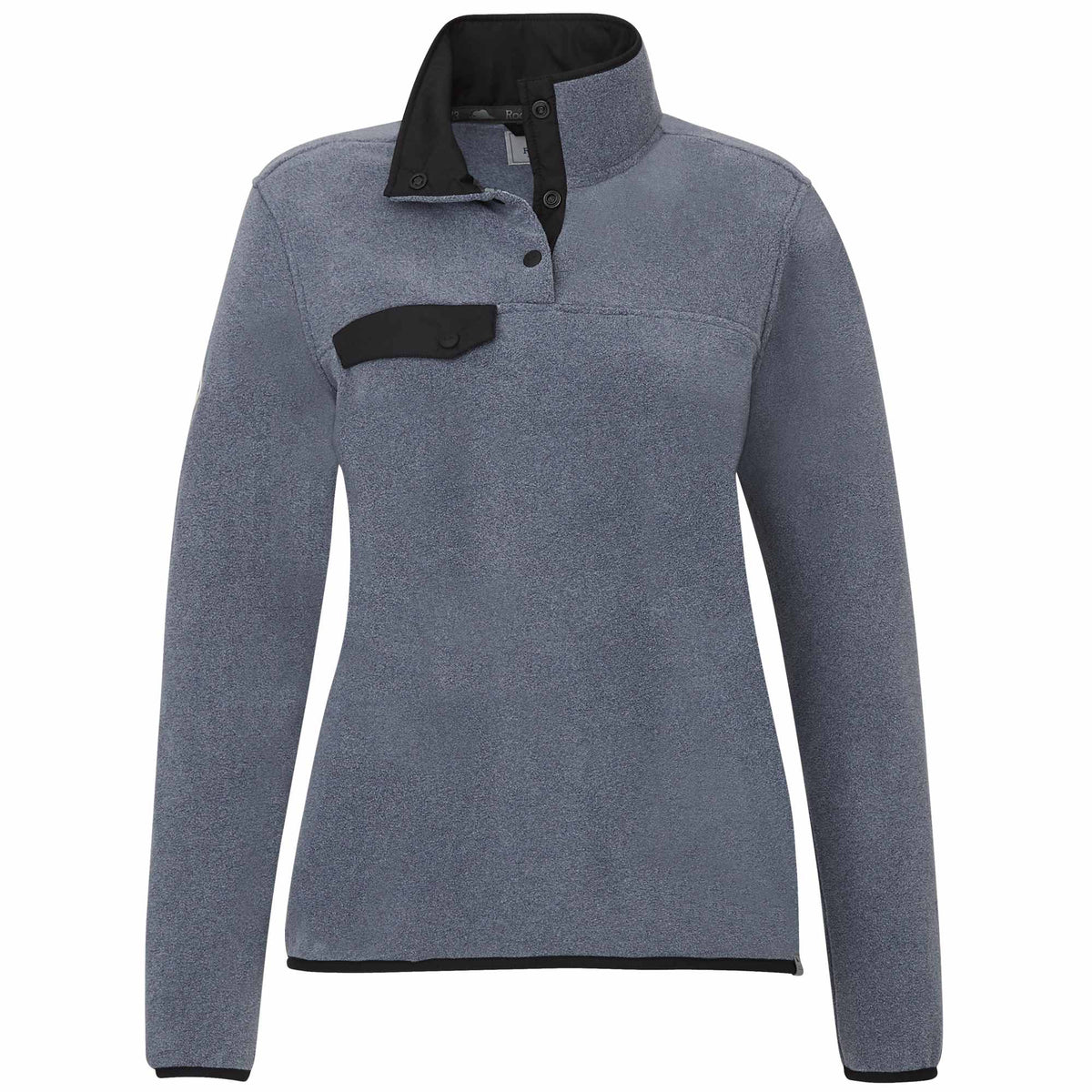 Roots73 Westville Recycled Microfleece Pullover for Women Embroidery - Denim Mix - Front
