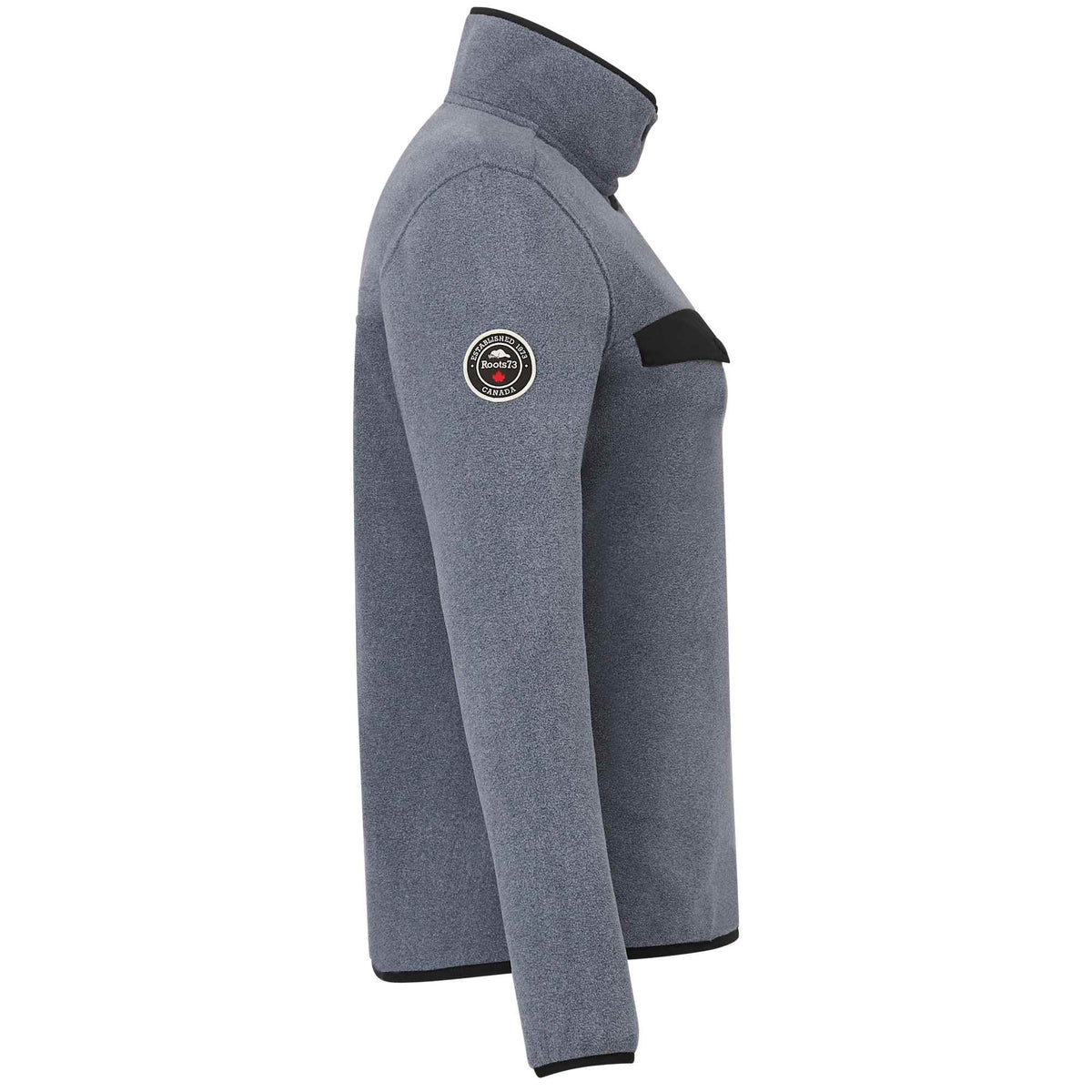 Roots73 Westville Recycled Microfleece Pullover for Women Laser Engraving - Denim Mix - Right Side