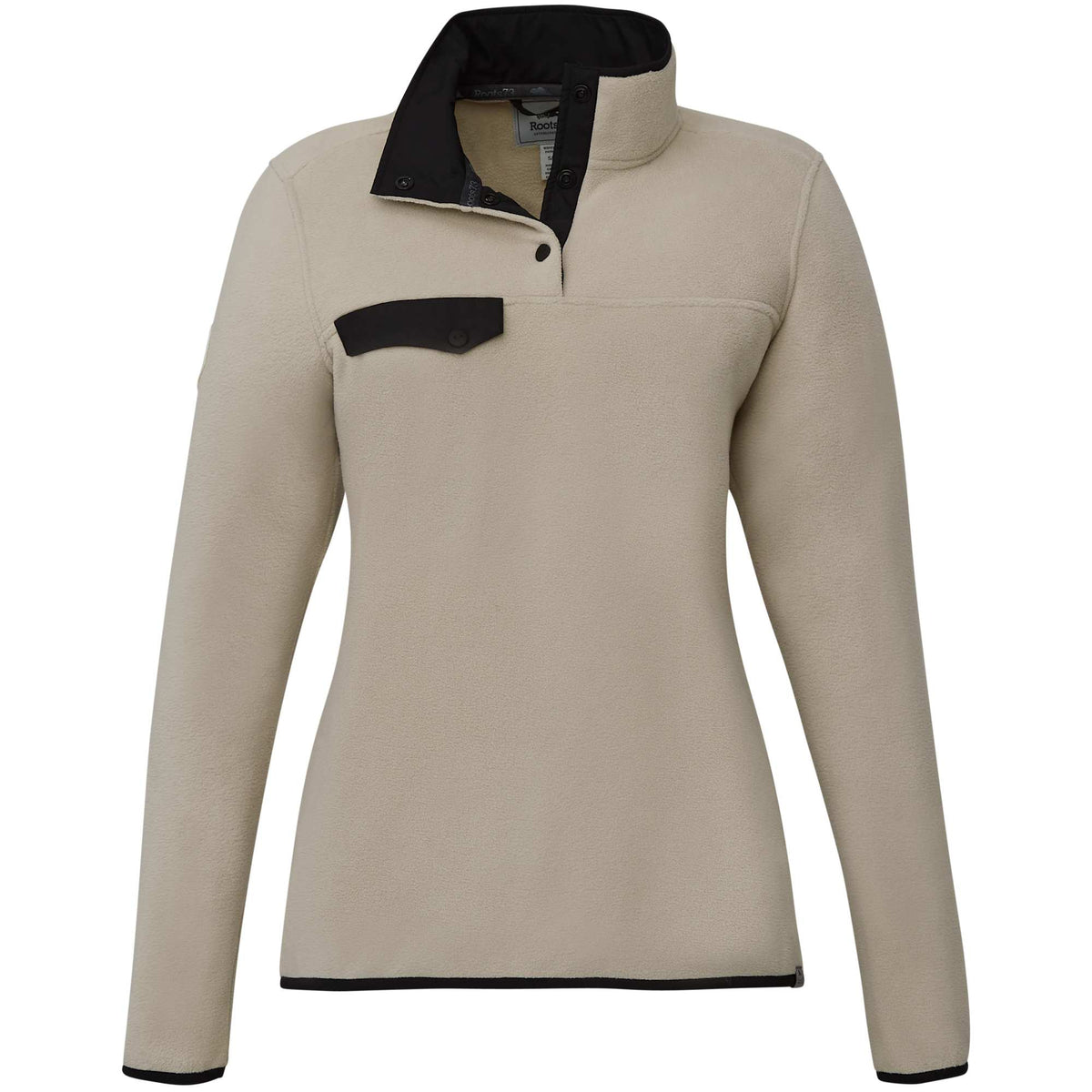 Roots73 Westville Recycled Microfleece Pullover for Women Laser Engraving - Oatmeal - Front