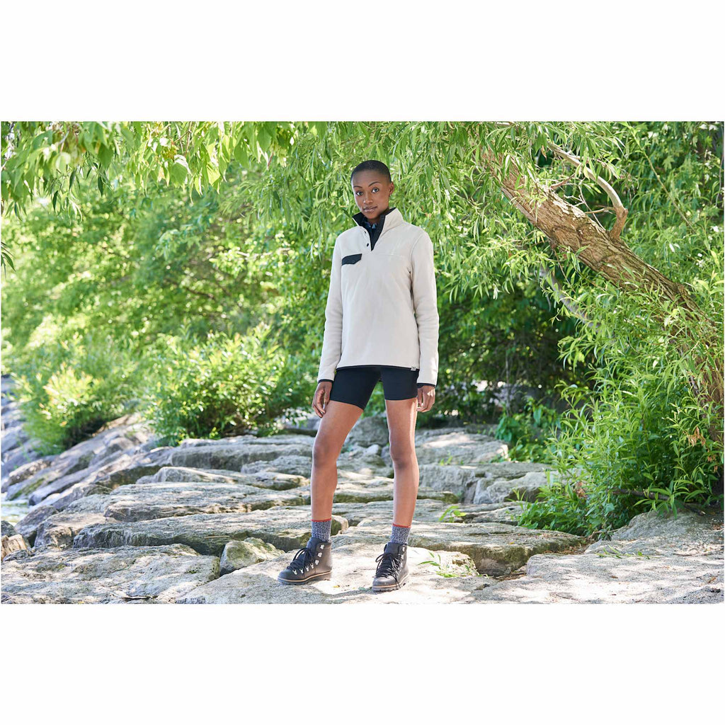 Roots73 Westville Recycled Microfleece Pullover for Women Laser Engraving - Oatmeal - On Model 2