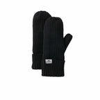 Roots73 Woodland Heather Knit Mitts with Fleece Lining Embroidery - Black - Front Flat
