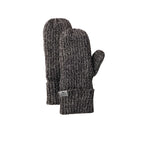 Roots73 Woodland Heather Knit Mitts with Fleece Lining Embroidery - Dark Charcoal Mix - Front Flat
