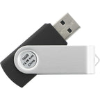 Rotate Flash Drive with Aluminum Cover, 16 GB Full Color - Black - Back