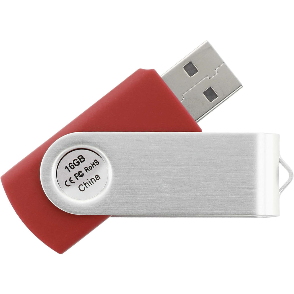 Rotate Flash Drive with Aluminum Cover, 16 GB Full Color - Red - Back