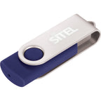 Rotate Flash Drive with Aluminum Cover, 4 GB Full Color - Blue - Front