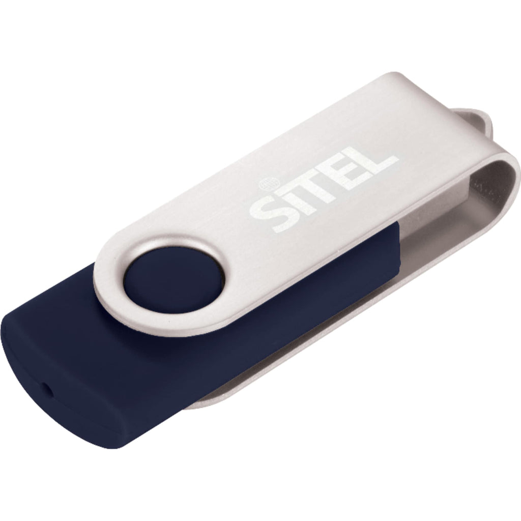 Rotate Flash Drive with Aluminum Cover, 4 GB Full Color - Navy - Front