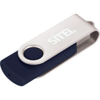 Rotate Flash Drive with Aluminum Cover, 4 GB Full Color - Navy - Front