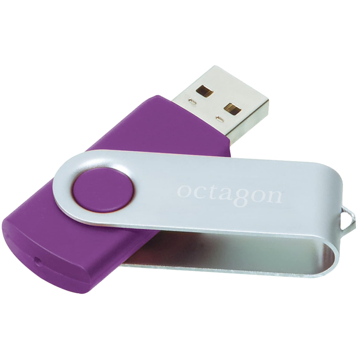Rotate Flash Drive with Aluminum Cover, 4 GB Full Color - Purple - Front