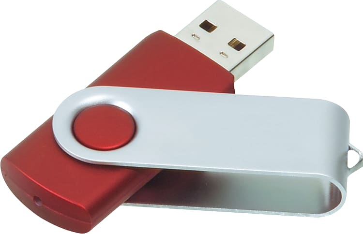 Rotate Flash Drive with Aluminum Cover, 4 GB Full Color - Red - Front 2