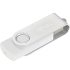 Rotate Flash Drive with Aluminum Cover, 4 GB Full Color - White - Front