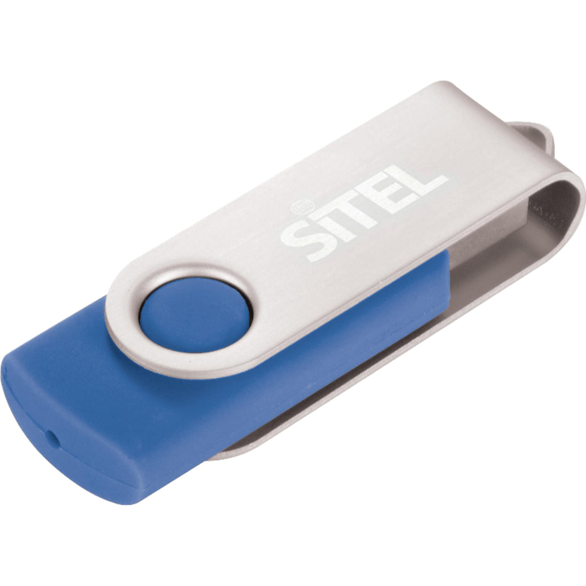 Rotate Flash Drive with Aluminum Cover, 4 GB Laser Engraving - Corporate Blue - Front