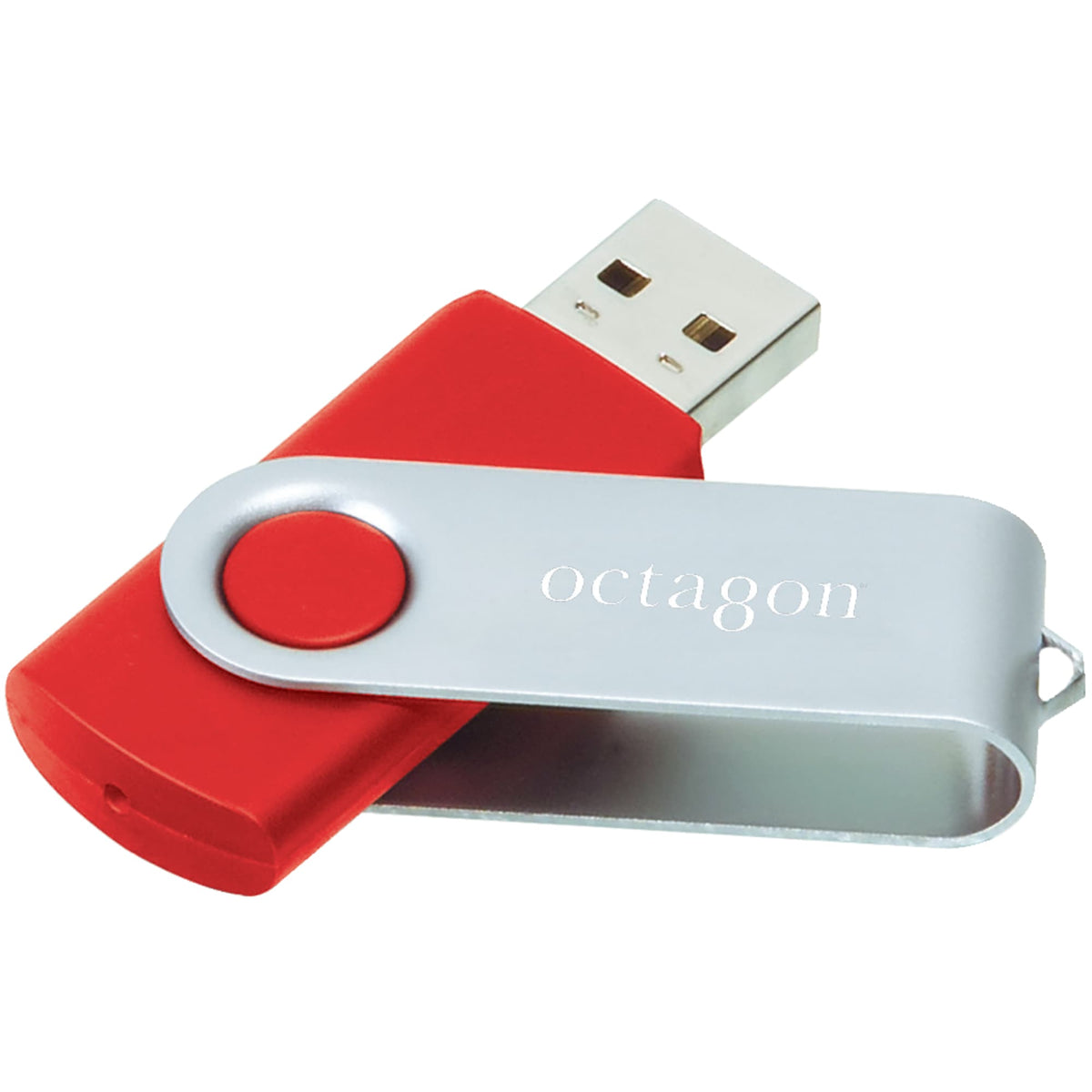 Rotate Flash Drive with Aluminum Cover, 4 GB Laser Engraving - Corporate Red - Front