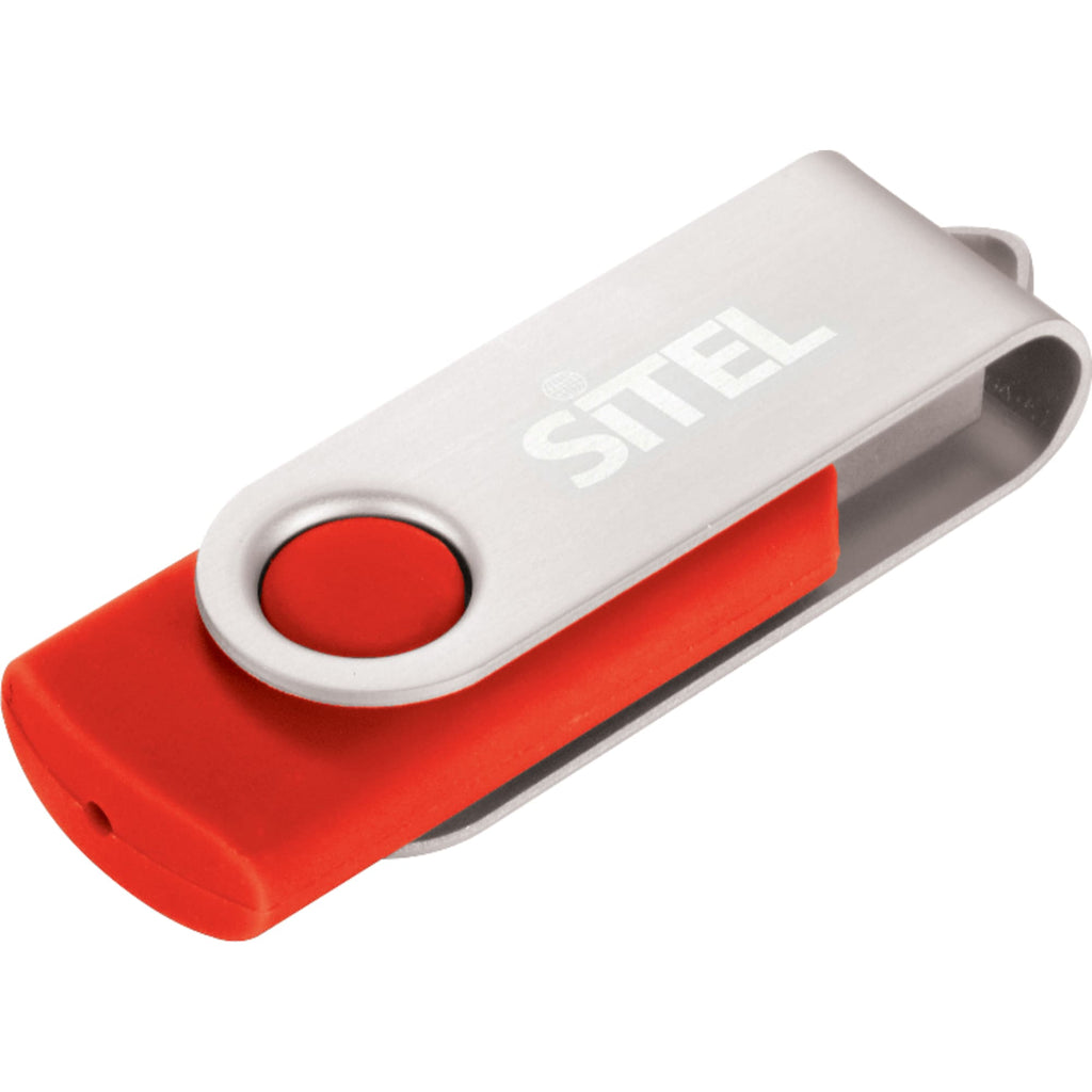 Rotate Flash Drive with Aluminum Cover, 4 GB Laser Engraving - Corporate Red - Photo