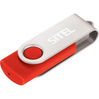 Rotate Flash Drive with Aluminum Cover, 4 GB Laser Engraving - Corporate Red - Photo