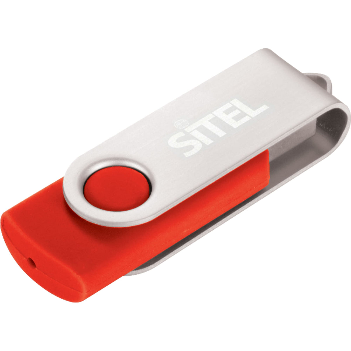 Rotate Flash Drive with Aluminum Cover, 4 GB Laser Engraving - Corporate Red - Photo