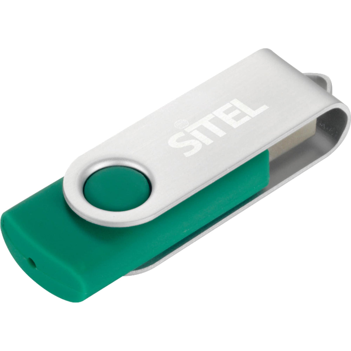 Rotate Flash Drive with Aluminum Cover, 4 GB Laser Engraving - Green - Front