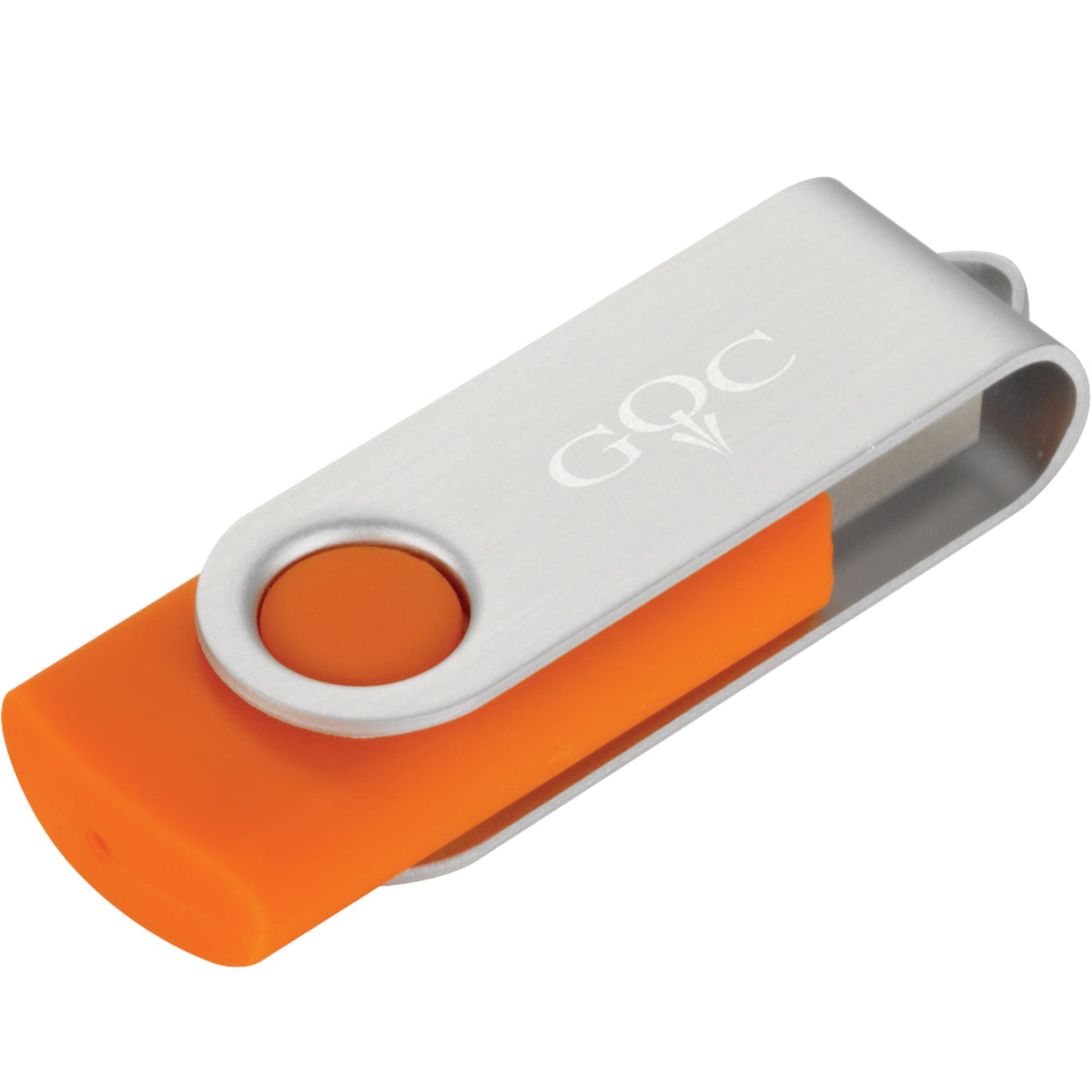 Rotate Flash Drive with Aluminum Cover, 4 GB Laser Engraving - Orange - Front