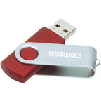 Rotate Flash Drive with Aluminum Cover, 4 GB Laser Engraving - Red - Front