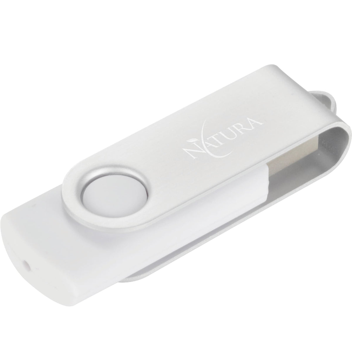 Rotate Flash Drive with Aluminum Cover, 4 GB Laser Engraving - White - Front