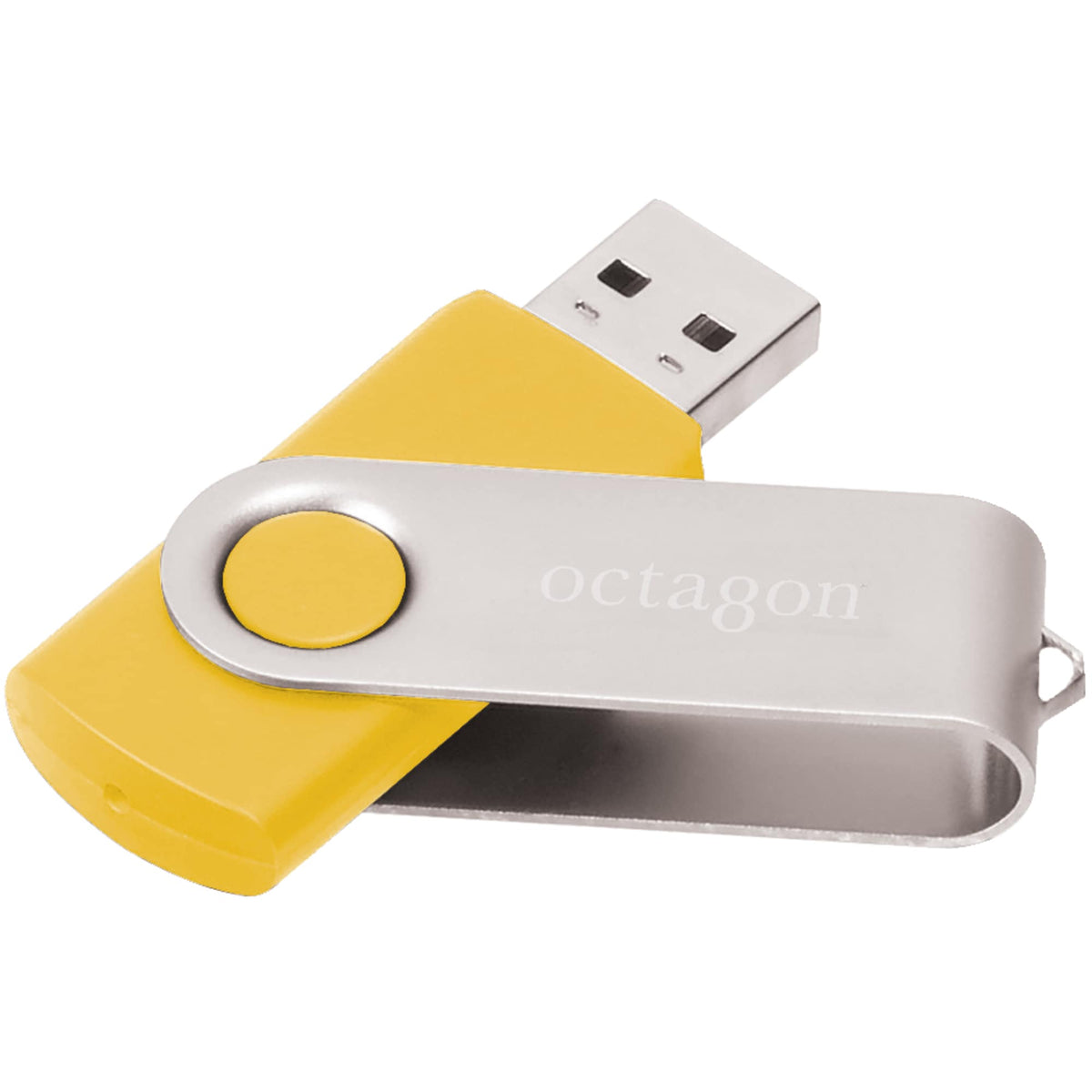 Rotate Flash Drive with Aluminum Cover, 4 GB Laser Engraving - Yellow - Front