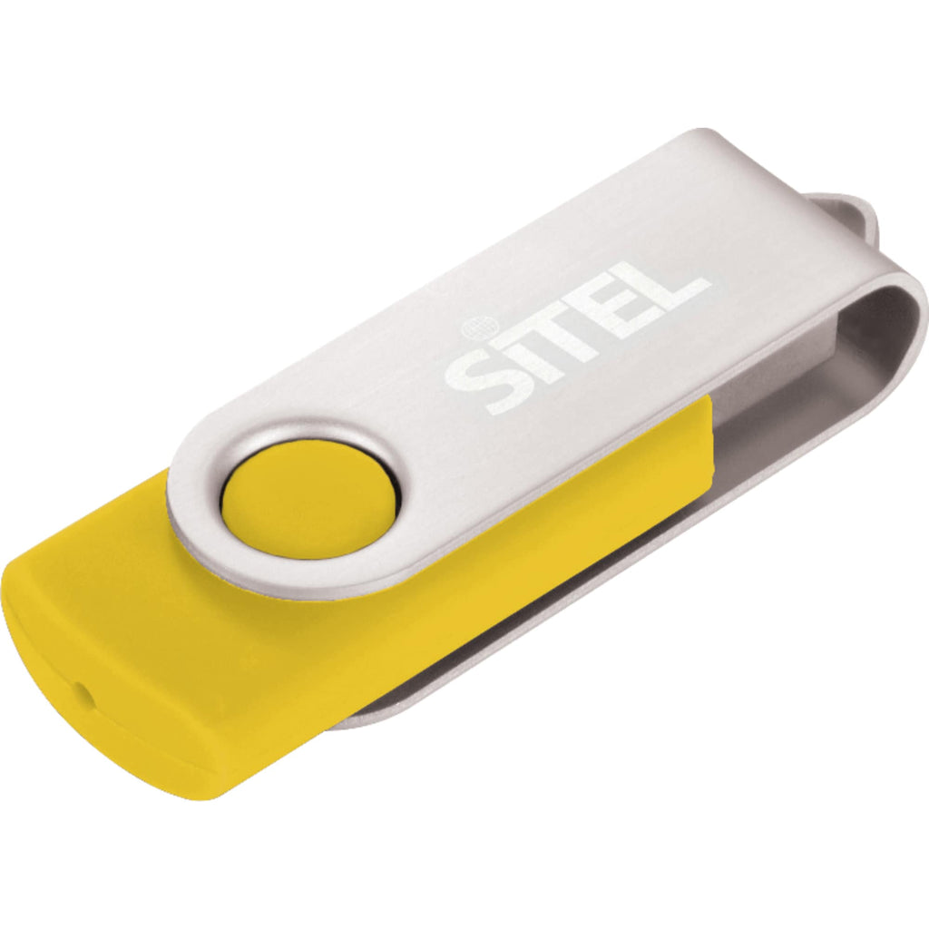 Rotate Flash Drive with Aluminum Cover, 4 GB Laser Engraving - Yellow - Photo