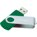 Rotate Flash Drive with Aluminum Cover, 8 GB Full Color - Green - Front