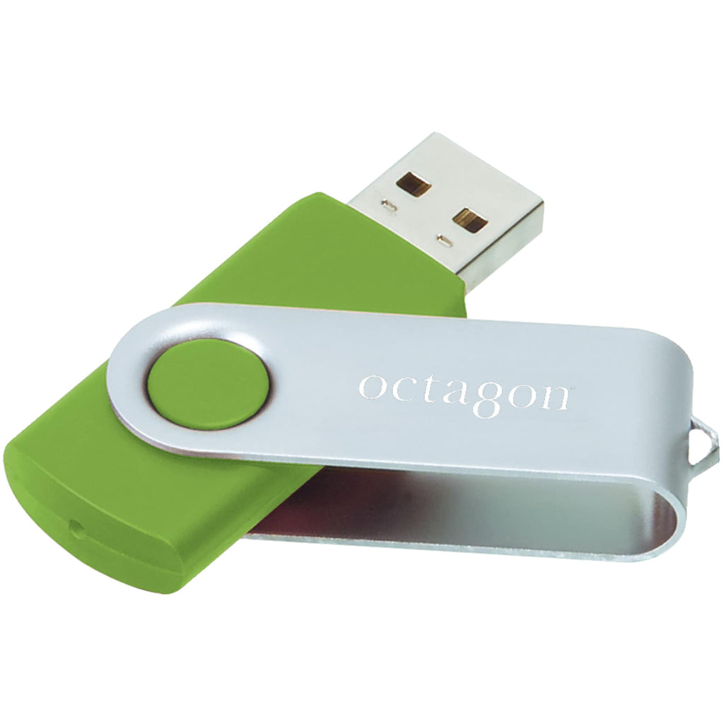 Rotate Flash Drive with Aluminum Cover, 8 GB Full Color - Lime - Front