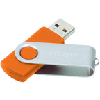 Rotate Flash Drive with Aluminum Cover, 8 GB Full Color - Orange - Front