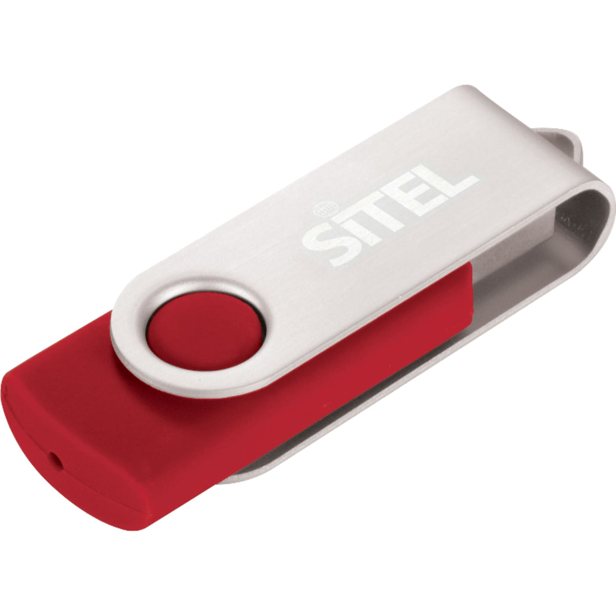 Rotate Flash Drive with Aluminum Cover, 8 GB Full Color - Red - Front