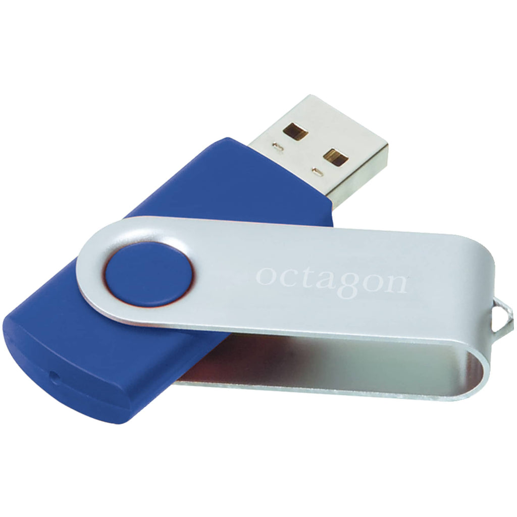 Rotate Flash Drive with Aluminum Cover, 8 GB Full Color - Royal - Front