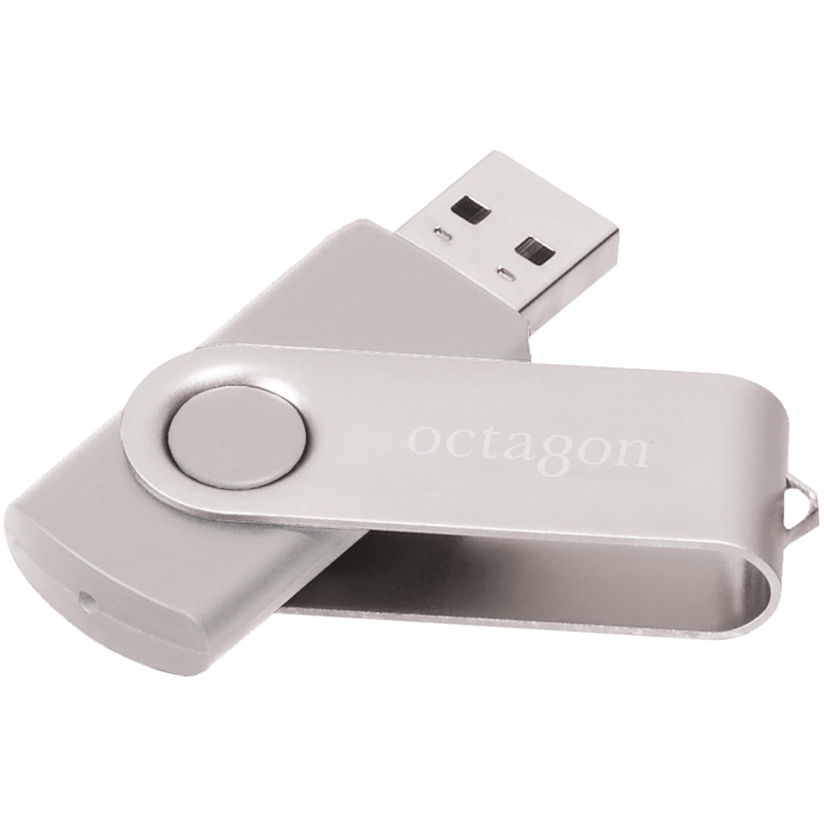 Rotate Flash Drive with Aluminum Cover, 8 GB Full Color - Silver - Front